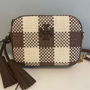 Authentic tory burch woven crossbody bag